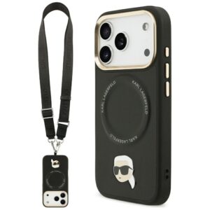 Θήκη κινητού Karl Lagerfeld Hardcase Big Strap Karl Metal Logo MagSafe for iPhone 17 Pro Black