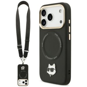 Θήκη κινητού Karl Lagerfeld Hardcase Big Strap Karl Metal Logo MagSafe for iPhone 17 Pro Max Black