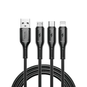 WiWU Starlink Series Data Cable Wi-045E 3w1 USB A to USB C, Micro USB, Lightning 3,1A 1m Black