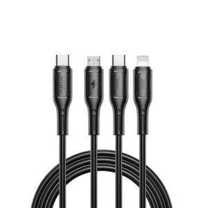 WiWU Starlink Series Data Cable Wi-046E 3w1 USB C to USB C, Micro USB, Lightning 60W 1m Black