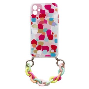 Θήκη κινητού Oem Color Chain Flexible Elastic   For Apple iPhone 12 TPU Multicolour With A Chain Pendant