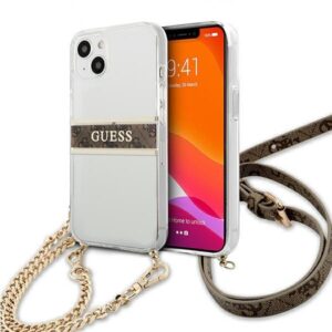 Θήκη κινητού Guess iPhone 13 mini 5,4 "Transparent hard 4G Brown Strap Gold Chain