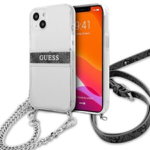 Θήκη κινητού Guess iPhone 13 mini 5,4 "Transparent hard 4G Gray Strap Silver Chain
