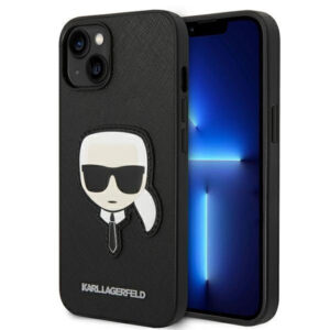 Θήκη κινητού Karl Lagerfeld Saffiano Series for Apple iPhone 14 TPU Black with Karl Head