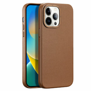 Θήκη κινητού Dux Ducis Grit Leather for iPhone 14 Pro Elegant Faux Leather Cover (MagSafe Compatible) Brown