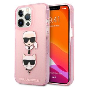 Θήκη κινητού Karl Lagerfeld for iPhone 13 Pro Max Pink Hardcase Glitter Karl`s & Choupette