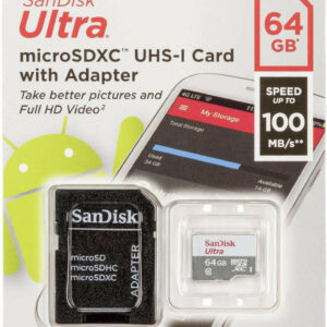 Κάρτα μνήμης SanDisk with Adapter, MicroSDXC, 64GB, Class 10, 100MB/s, UHS-I U1 White