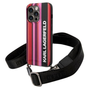 Θήκη κινητού Karl Lagerfeld for iPhone 14 Pro 6,1" Hardcase Pink Color Stripes Strap