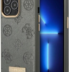 Θήκη κινητού Guess GUHMP13LSAPSTG Hard Case Peony logo Plate Magsafe Grey