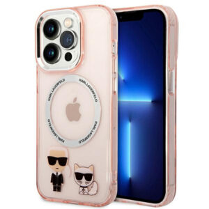 Θήκη κινητού Karl Lagerfeld for Apple iPhone 14 Pro Max Hardcase Pink Karl & Choupette Aluminium Magsafe