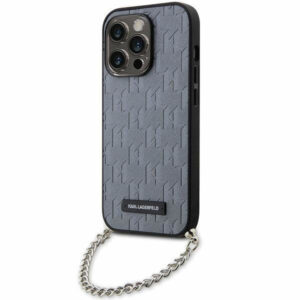 Θήκη κινητού Karl Lagerfeld for iPhone 14 Pro Max 6.7" Silver Hardcase Saffiano Monogram Chain