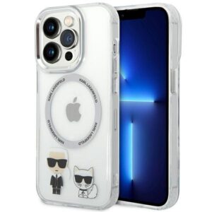 Θήκη κινητού Karl Lagerfeld for iPhone 14 Pro Max 6.7 "Hardcase Transparent Karl & Choupette Aluminum Magsafe