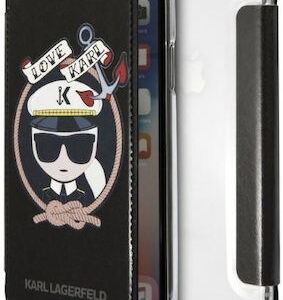 Θήκη κινητού Karl Lagerfeld for Apple iPhone XS/X Black Bookcase Signature Glitter