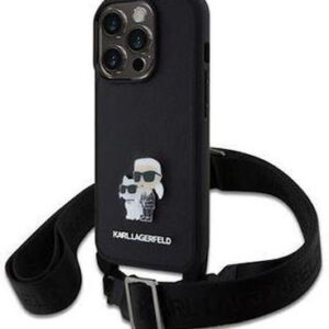 Θήκη Κινητού Karl Lagerfeld Saffiano Crossbody Metal Karl and Choupette for iPhone 15 Pro Black