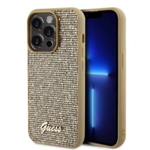 Θήκη κινητού Guess Square Mirror Script Logo for iPhone 15 Pro Gold