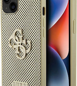 Θήκη Κινητού Guess PU Perforated 4G Glitter Metal Logo for iPhone 15 Gold