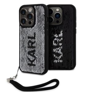 Θήκη Κινητού Karl Lagerfeld Sequins Reversible for iPhone 15 Pro Black/Silver