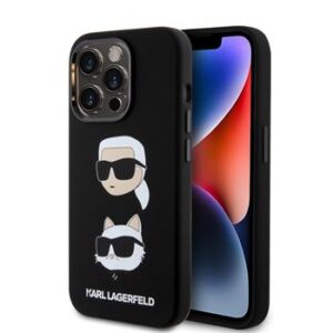 Θήκη κινητού Karl Lagerfeld Liquid Silicone Karl and Choupette Heads for iPhone 15 Pro Black