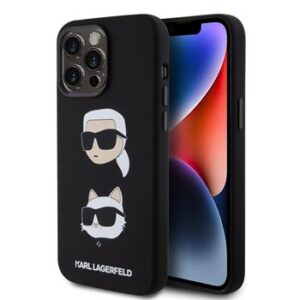 Θήκη κινητού Karl Lagerfeld Liquid Silicone Karl and Choupette Heads for iPhone 15 Pro Max Black