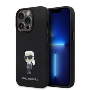 Θήκη κινητού Karl Lagerfeld Liquid Silicone Metal Ikonik for iPhone 15 Pro Black
