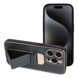 Θήκη κινητού Forcell Leather Kickstand for iPhone 15 Pro Black