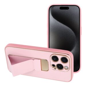 Θήκη κινητού Forcell Leather Kickstand for iPhone 15 Pro Pink
