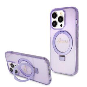 Θήκη κινητού Guess IML Ring Stand Glitter MagSafe for iPhone 15 Pro Purple