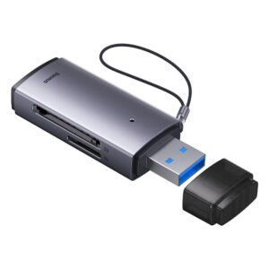 Card Reader Baseus Lite Series USB to SD, TF Card Reader, Plug & Play Grey