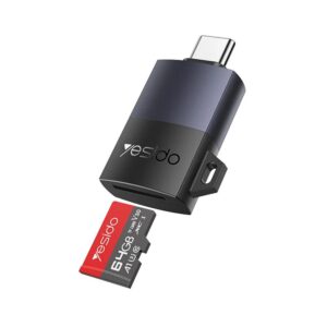 Card Reader Yesido Type-C, High-speed, Aluminum Alloy, Support 1TB, Plug and Play, TF Card Black