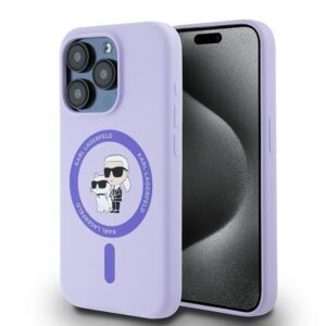 Θήκη κινητού Karl Lagerfeld Silicone Ring MagSafe for iPhone 15 Pro Karl&Choupette Purple