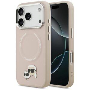 Θήκη κινητού Karl Lagerfeld Leather Karl & Choupette Pins MagSafe for iPhone 17 Pro Max Pink