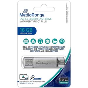 Flash Disk MediaRange USB 3.1 Combo Flash Drive with USB Type-C plug, 16GB (MR935)