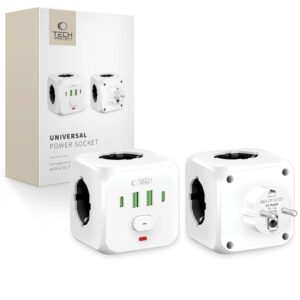 Πολύπριζο Tech-Protect PCL3X4 Socket, 2x USB,2x Type C, 3x Socket White