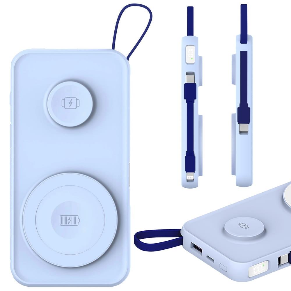 Powerbank 3mk PastelUp USB-A/USB-C/Lightning, MagSafe/Qi, 10.000mAh, 22.5W, Aluminum Blue