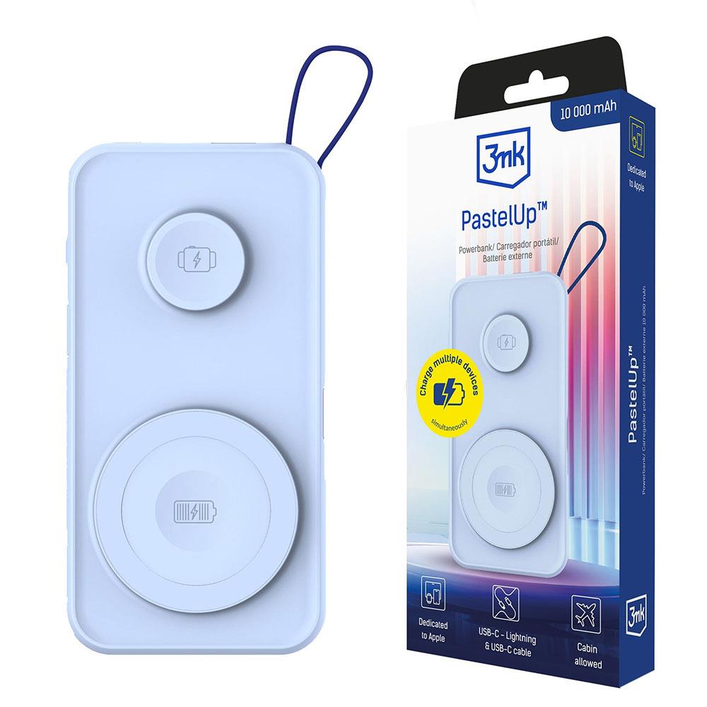 Powerbank 3mk PastelUp USB-A/USB-C/Lightning, MagSafe/Qi, 10.000mAh, 22.5W, Aluminum Blue - Image 2