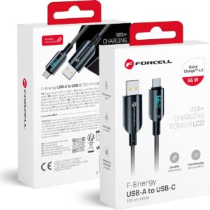 Καλώδιο Forcell F-Energy USB to Type-C QC4.0 PD 3A 66W Digital 1,2m Black