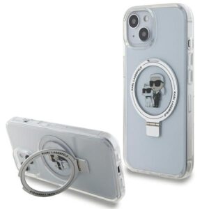 Θήκη κινητού Karl Lagerfeld Hardcase Ring Stand MagSafe for iPhone 14 Karl&Choupette Clear / White
