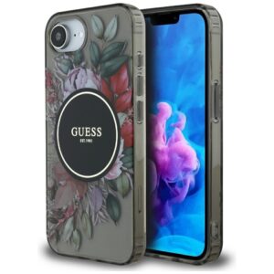 Θήκη κινητού Guess IML Flowers MagSafe for iPhone 16e Black