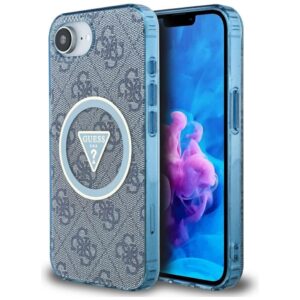 Θήκη κινητού Guess IML Metal Glitter 4G Circle Triangle MagSafe for iPhone 16e Blue