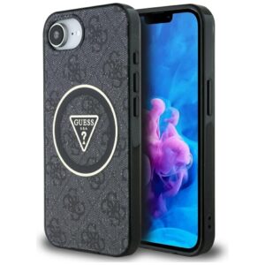 Θήκη κινητού Guess IML Metal Glitter 4G Circle Triangle MagSafe for iPhone 16e Black