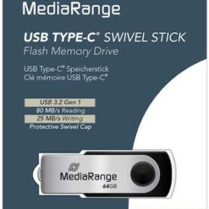 Flash Disk Mediarange USB 3.2 Gen 1 Type-C 64GB Black Silver