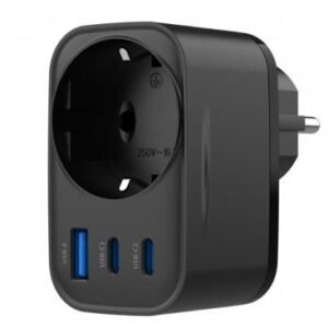 Φορτιστής κινητού Havit UC142 Wall Charger 30W, 3A, 1 x USB-A - 2 x USB-C - 1 x Schuko Black