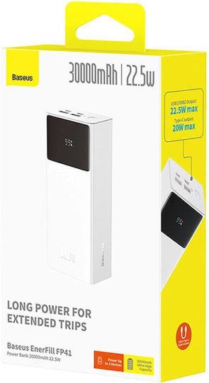 Powerbank Baseus EnerFill FP41, 30000mAh, 22.5W, 1 x USB-C / 2 x USB-A, QC + PD, White - Image 4