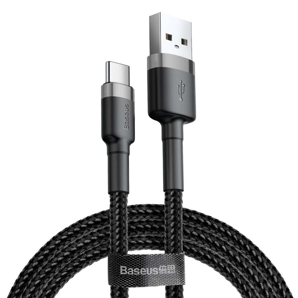 Baseus Cafule Cable Durable Nylon Braided Wire USB / USB-C QC3.0 2A 3M Black-Gray